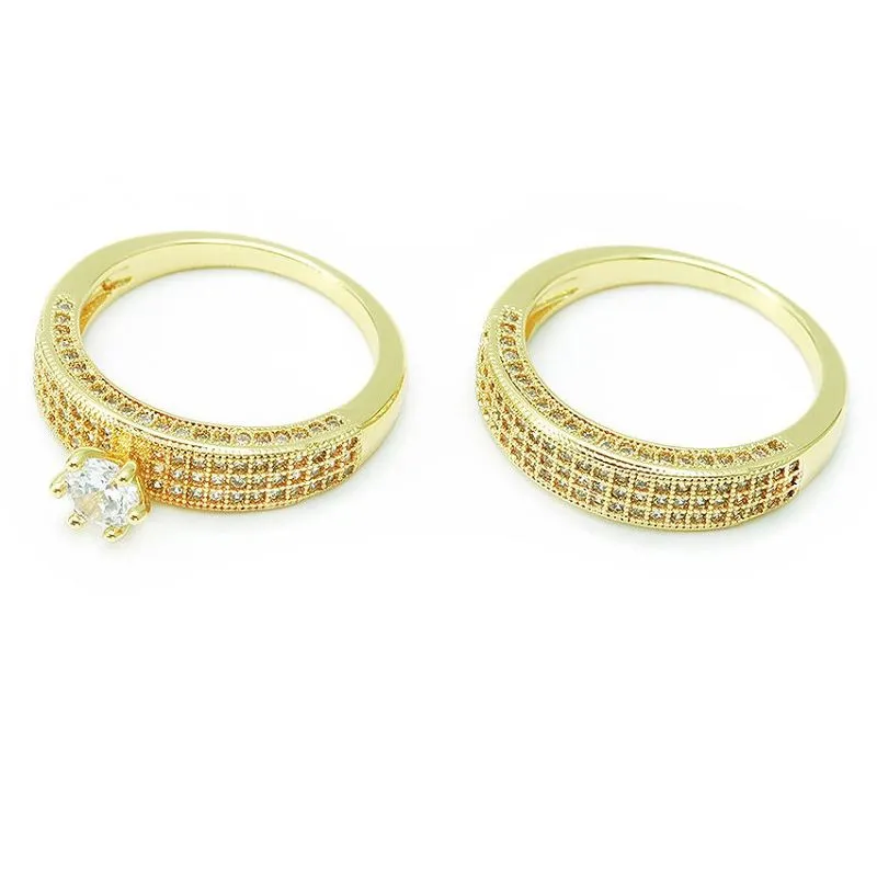 Unikāls zeltīts līgavas gredzenu komplekts