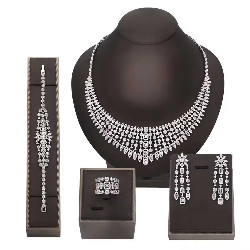 Luksusa kristāla kāzu juvelierizstrādājumu komplekti